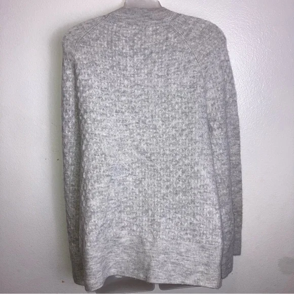 Loft  textured grey mock neck sweater - Picture 3 of 4